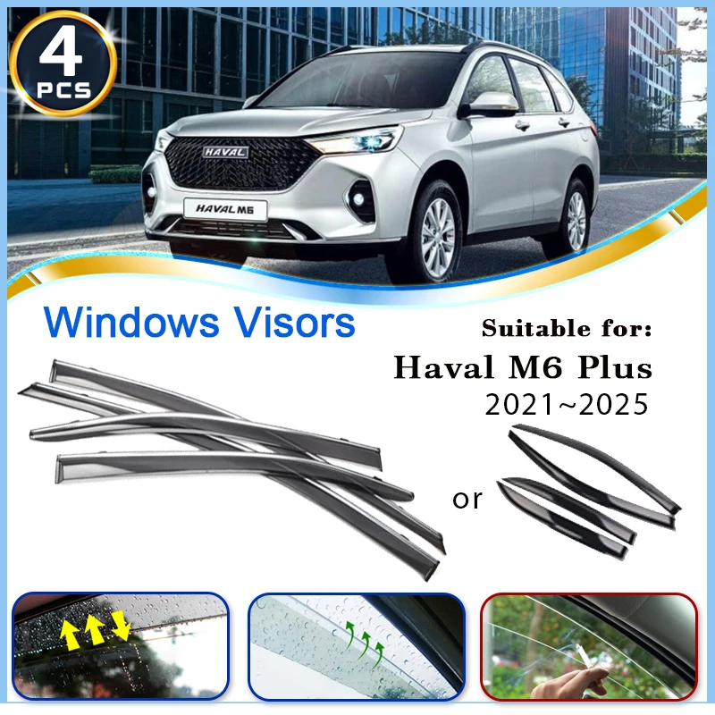 

Window Visor for Haval M6 Plus mk2 2021 2022 2023 2024 2025 Rain Guard Deflector Windshields Eyebrow Awnings Set Car Accessories