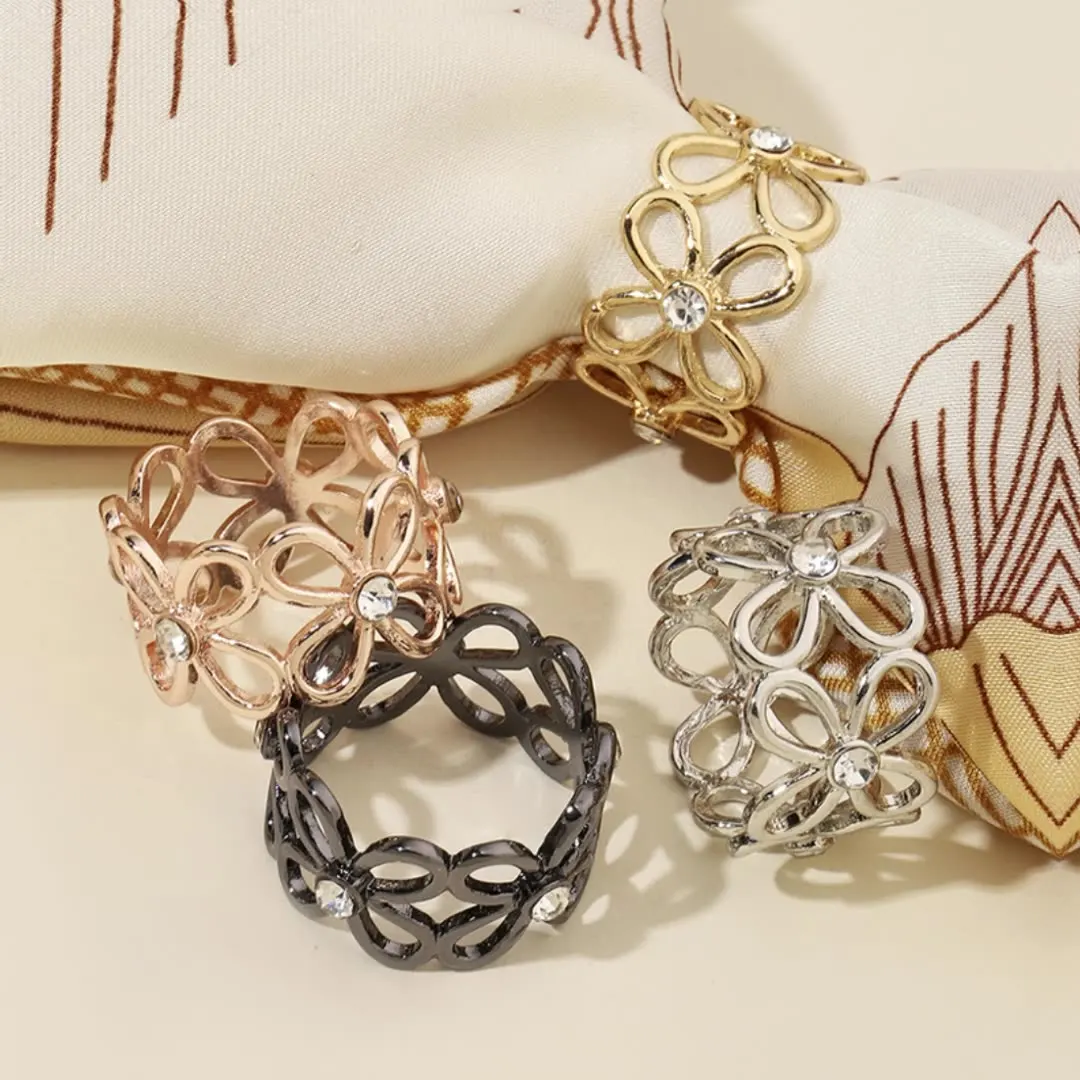 

TOP Square Ring Buckle Smooth Champagne Gold Silver Flower Versatile Decorative Scarf Accessories Fit 70CM 90CM 110CM 140CM