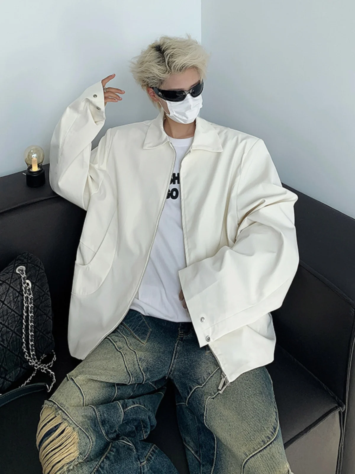 

Мужская осенняя куртка-бомбер с двойной молнией, универсальная, из полиэстера, молодежная, ветрозащитная верхняя одежда