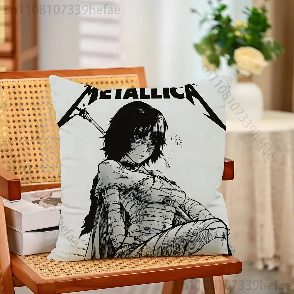 M-Metallica Band-Kissenbezüge für Schlafzimmer, Wohnzimmer, Sofa, Heimdekoration, Polyester-Kissenbezug mit Reißverschluss – Detail 3