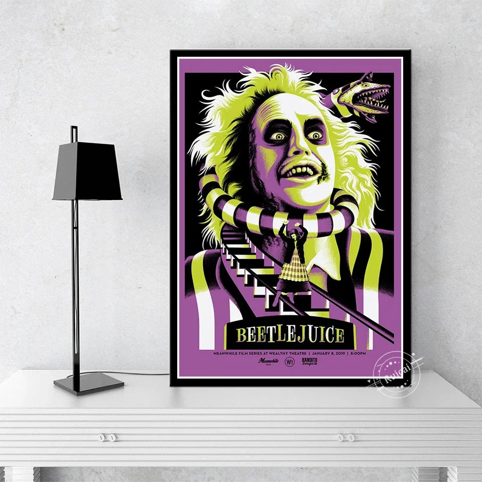 Beetlejuice Poster Horror Movie Wall Art Bar Cafe Home Decor Canvas Painting For Living Room Decoration