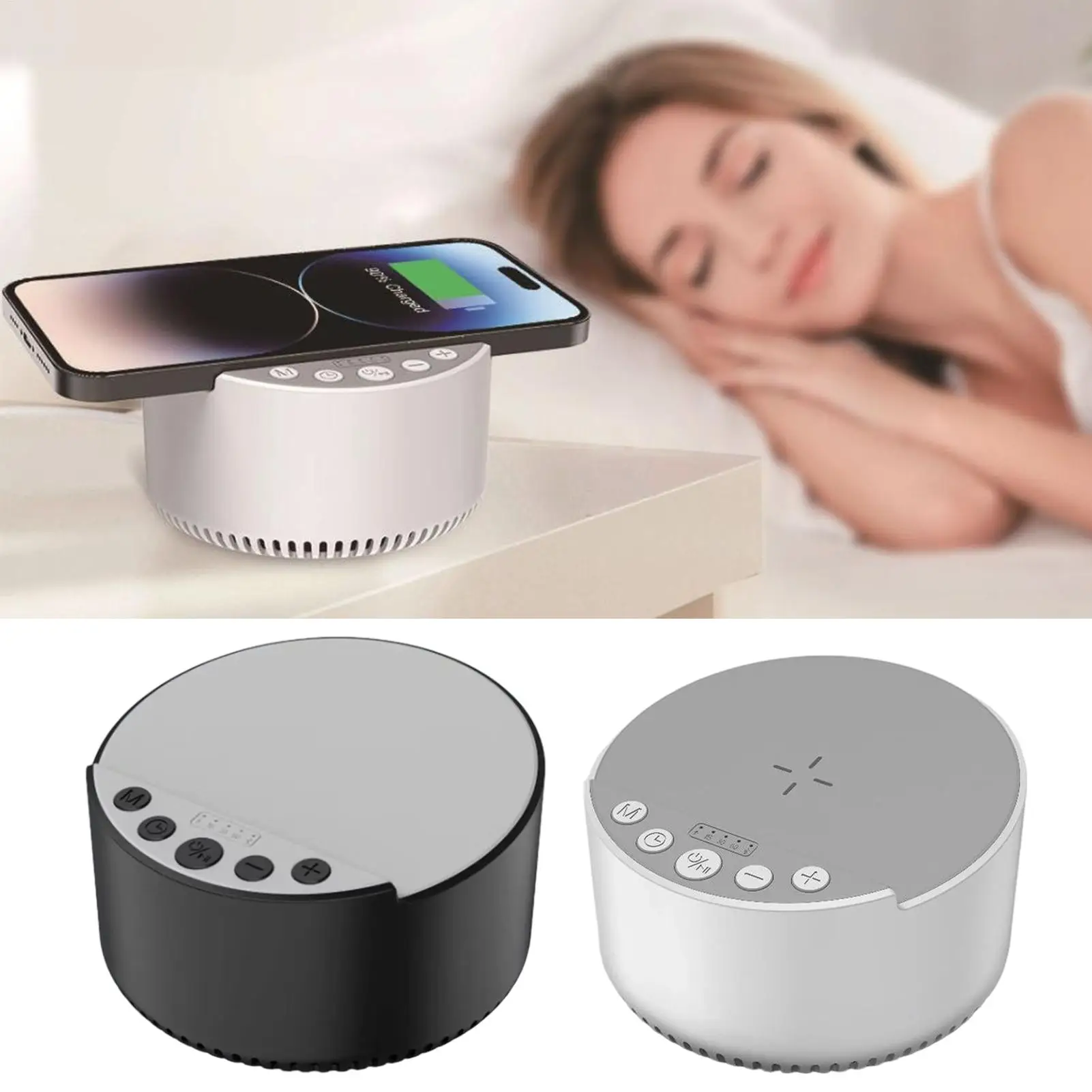 

Беспроводное зарядное устройство, динамик, 15 Вт, зарядная станция для мобильного телефона, шумовая звуковая машина для сна, для деловых поездок, кабинета, путешествий