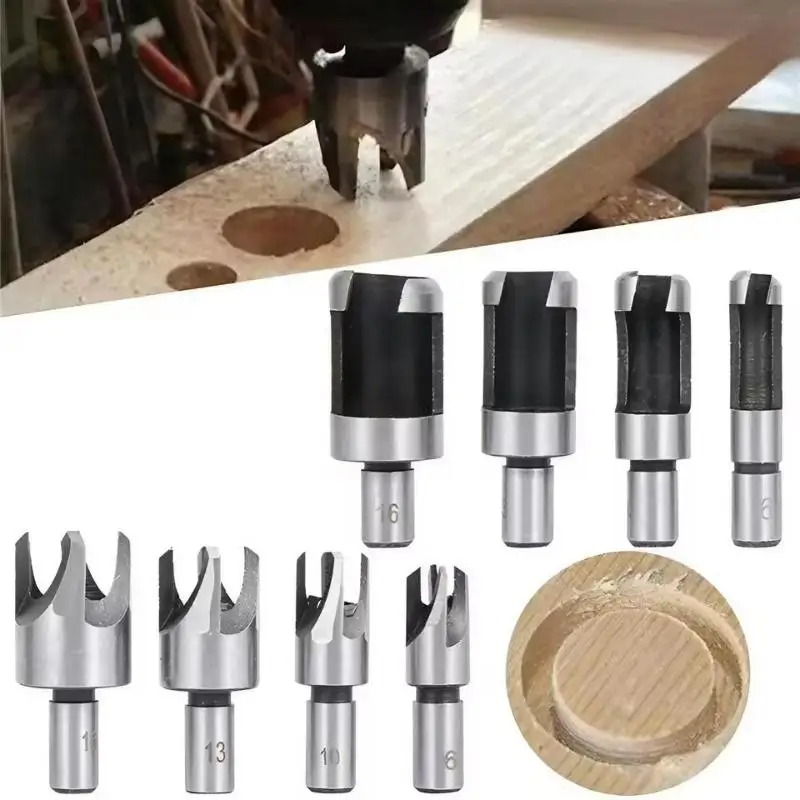 Wood Plug Cutter Drill Bit Set Straight Opener Router Boring Tool Tenon Deep Cork Knife Hex Shank Carpentry Woodworking