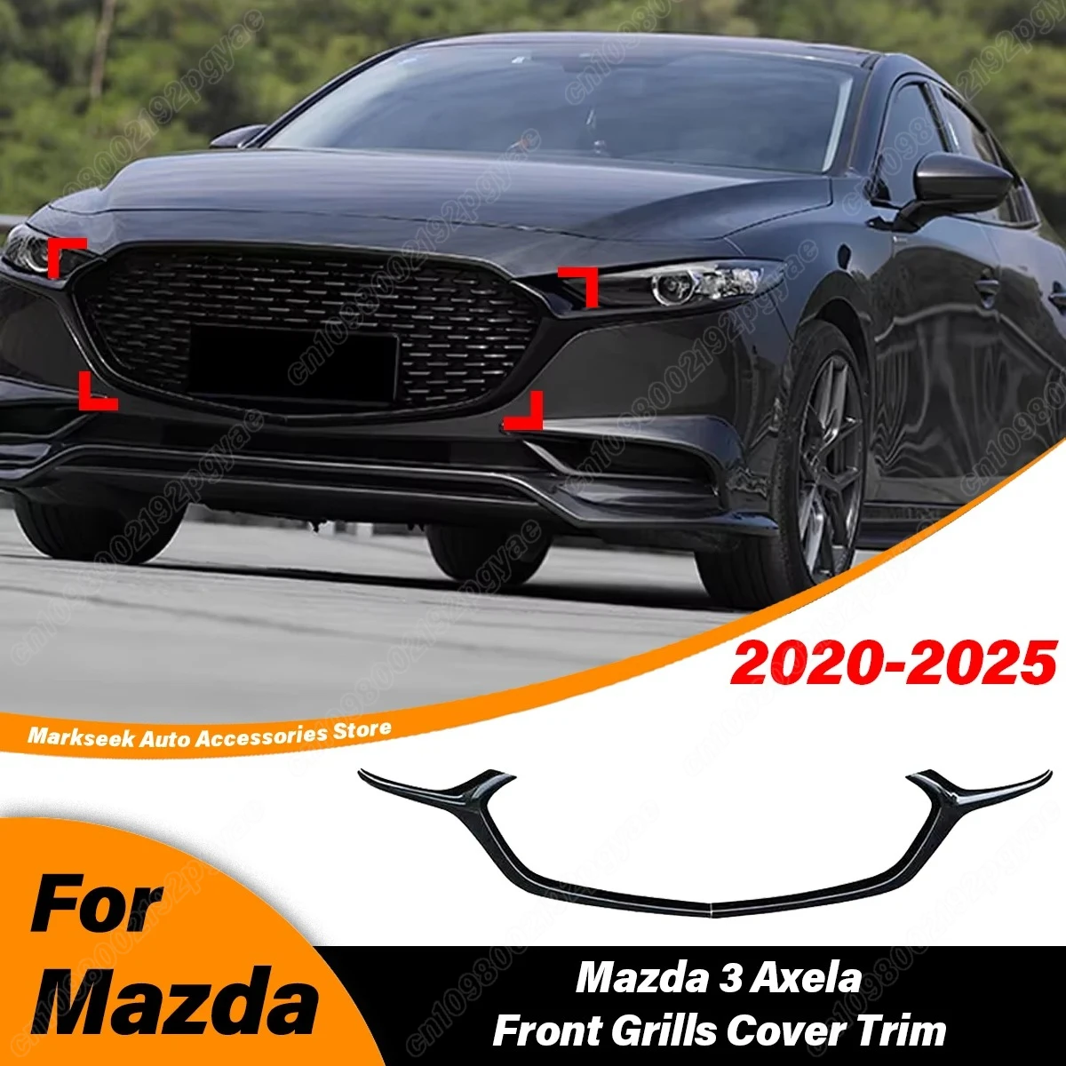 

For Mazda 3 Axela Sedan 2020 2021 2022 2023 2024 2025 Front Radiator Grills Cover Trim Strip Frame Exterior BodyKits Accessories