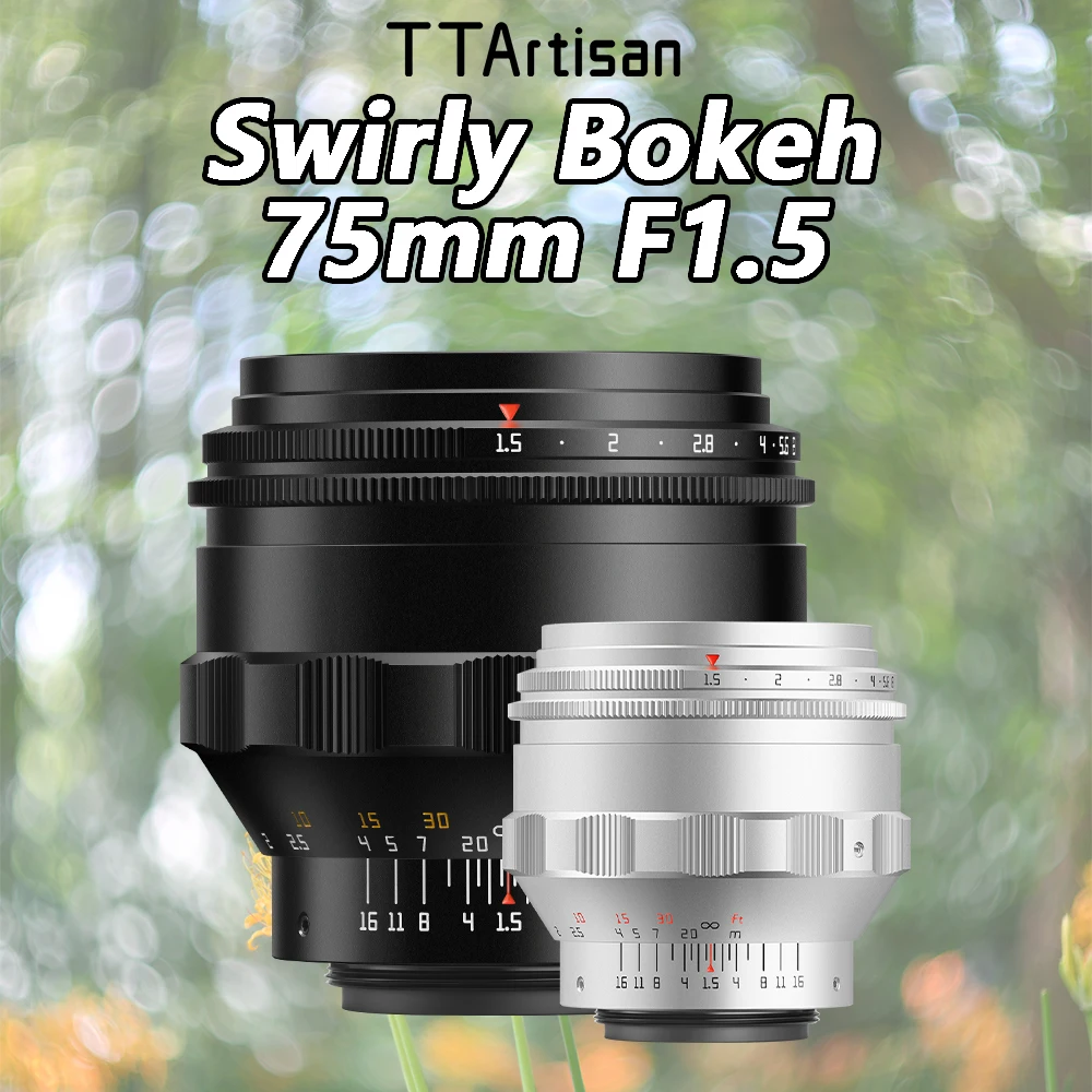 TTArtisan 75mm F1.5 Swirly Bokeh M42 Mount Manual Focus Full Frame Large Aperture Camera Lends TT MF Lens Portrait Photography