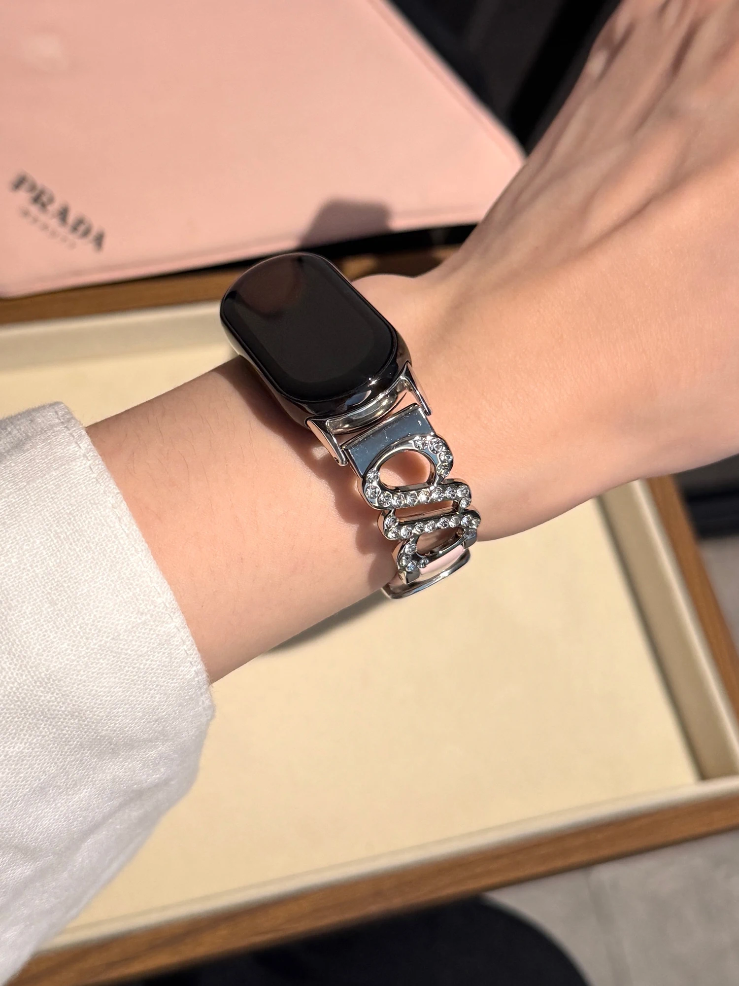 S Diamond studded Metal Leather Bracelet Suitable for Xiaomi Bracelet 8/9 8pro 9pro Women's Bracelet for Redmi Watch 4 5 Strap