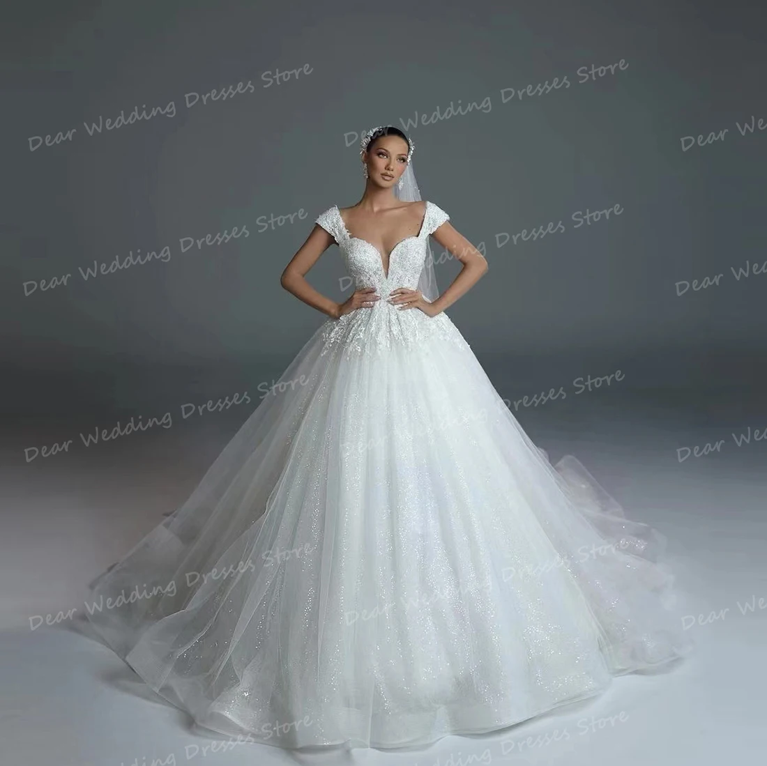 Modern Wedding Dresses Bridal Women's Sexy Sweetheart Appliques A Line Ball Gowns Backless Off Shoulder Formal Tulle Vestidos