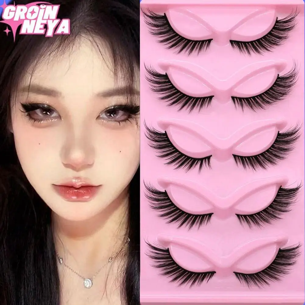 New 3D Three-dimensional Fox Cat Eye Slanted False Eyelashes, Thick And Natural Style, One-piece Black Stem, Comic Big Eyes Curl