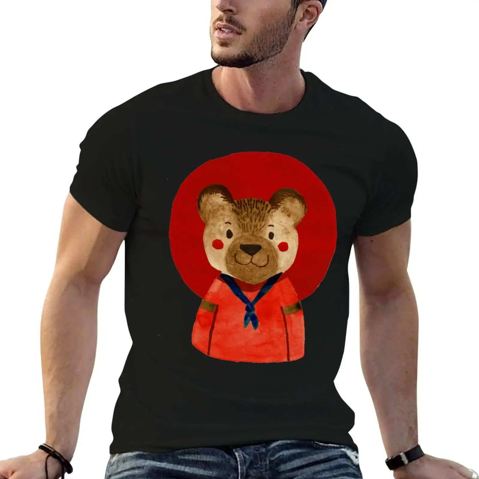 

Boy Scout Bear Hand Painted T-Shirt man t shirt cotton high quality man t shirt cotton funny t shirts man T-shirt