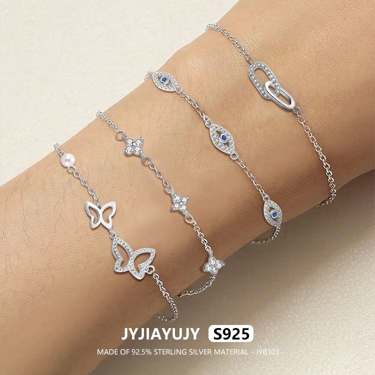 

JYJIAYUJY 100% Whole Original Sterling Silver S925 Bracelet In Stock Blue Eyes Fashion Woman Jewelry Gift Daily Use JYB103