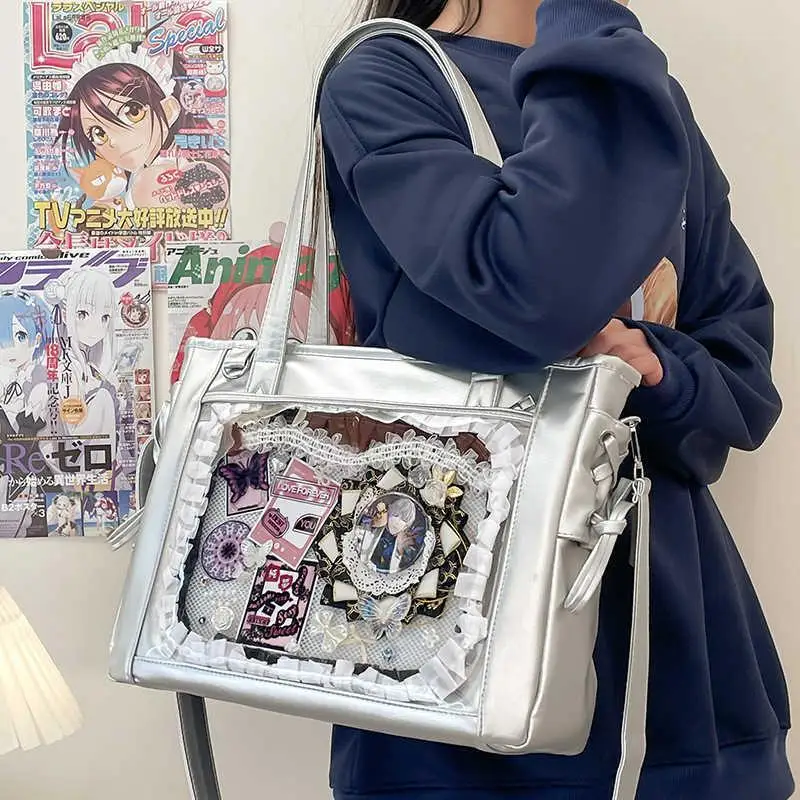 Ulzzang Y2K Ita حقيبة جديدة يابانية لطيفة Kawaii الفتيات التنقل اليومي فئة حمل الحقائب فتاة حلوة JK موحدة حقيبة كتف #1