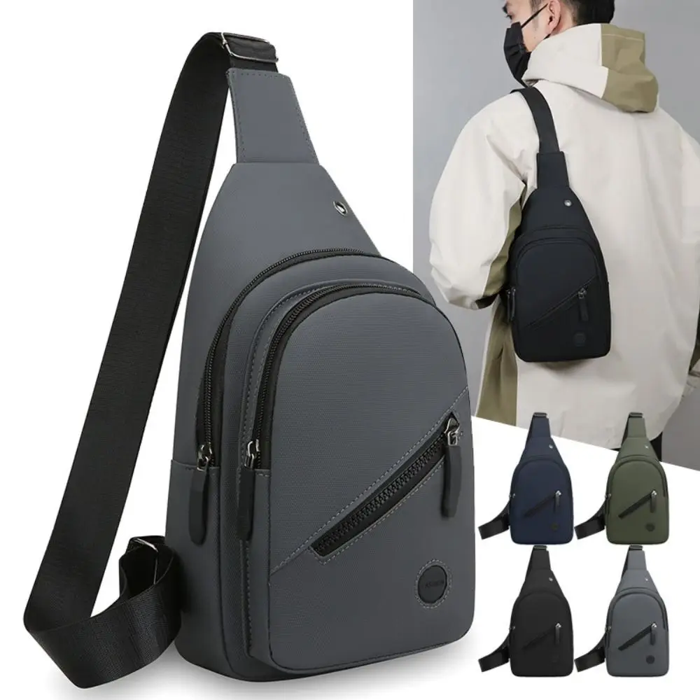 

Waterproof Men's Chest Bag Multi-pocket Oxford Cloth Messenger Bag Adjustable Shoulder Strap Earphone Hole Fanny Pack