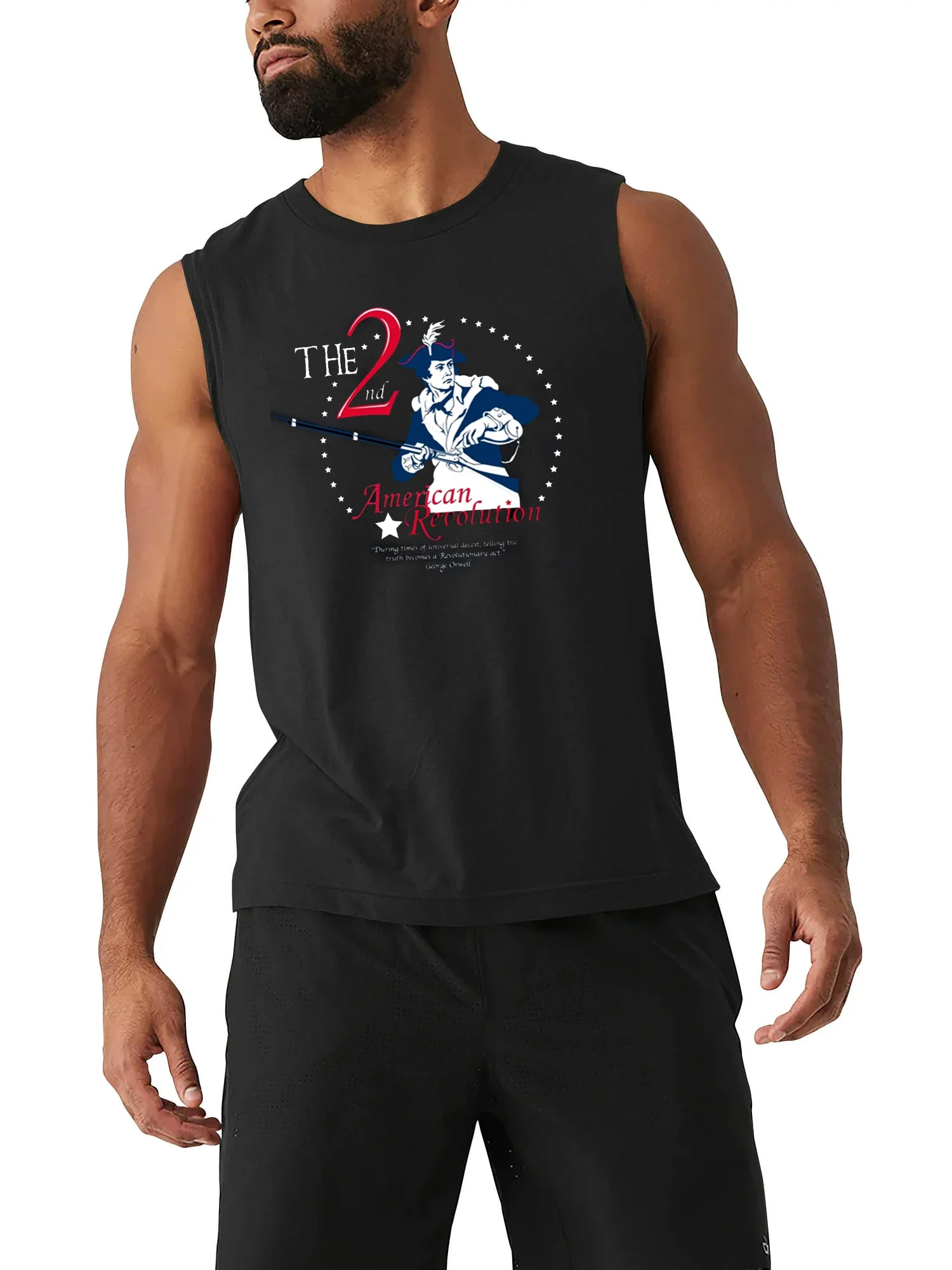 Retro 1776 American Revolution Patriot 2nd Amendment Tanktop 100% Cotton O-Neck Summer Casual Mens Tank Tops Sleeveless T-shirt