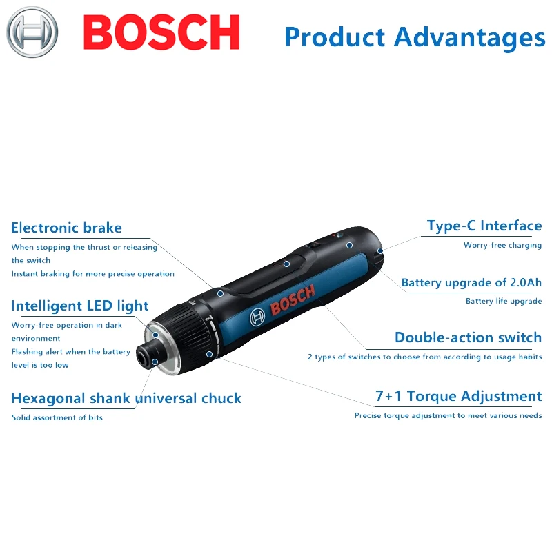 Bosch GO 3 Authentic original Mini Rechargeable Screwdriver 3.6V Internal Electricity With USB Charging Cable Screw