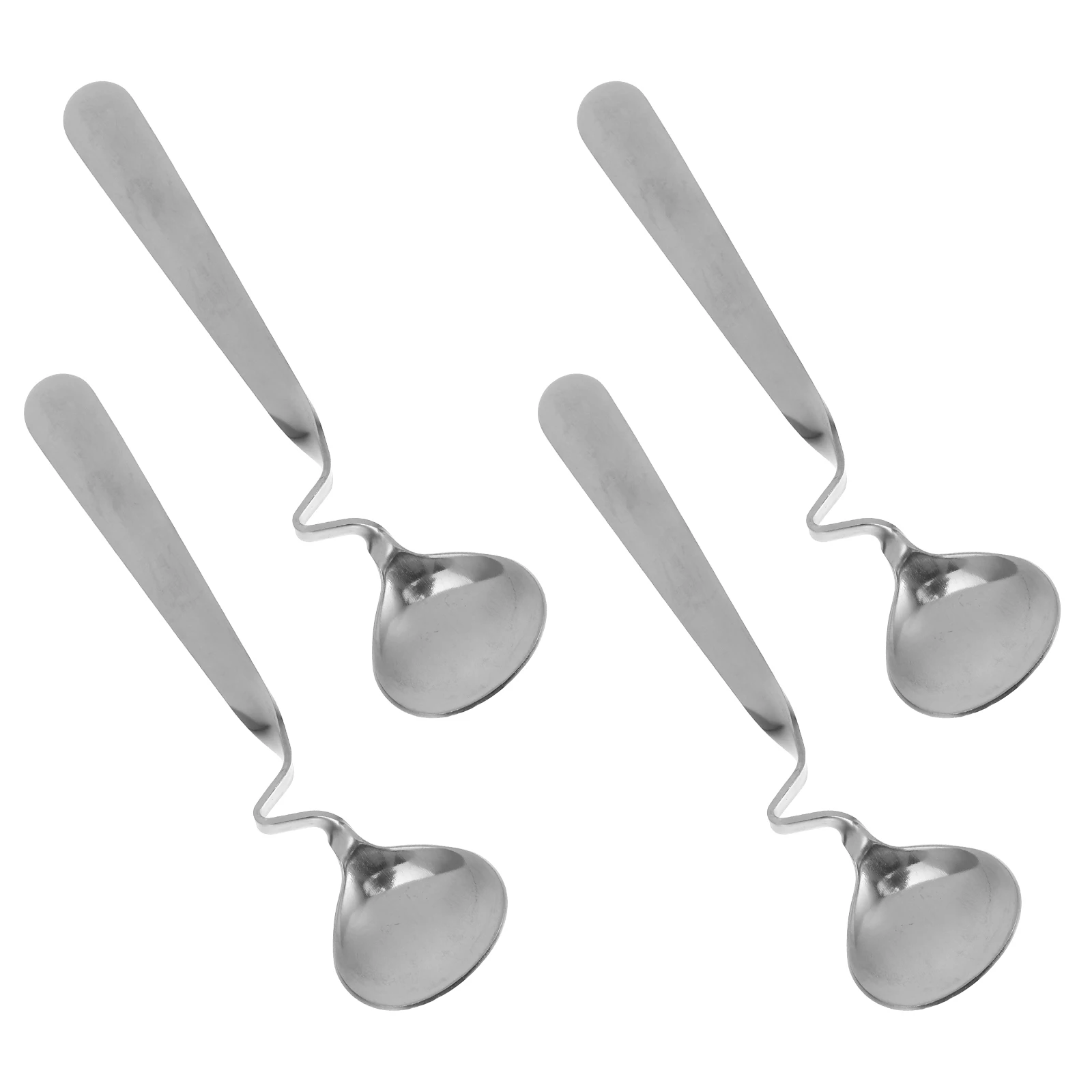 

4pcs Stainless Honey Mixing Tableware Food Grade Dessert Curving Handle Spoon Tea Spoon Fine Polishing Safe