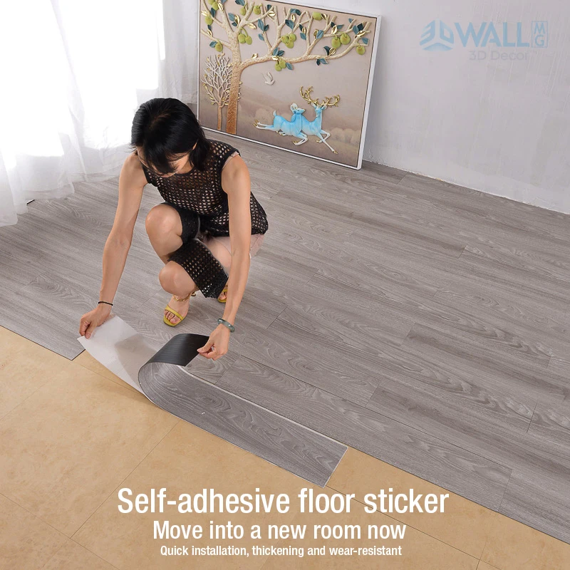 91x15cm 3D Sself-adhesive floor sticker Thicken Wood Grain Floor Wallpaper 3d Wall Sticker Waterproof room wear-resistant sticke