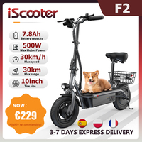 iScooter F2 Electric Scooter 500W Foldable Scooter 7.8Ah Electric Kick Scooter 30km Range 30km/h E-Scooter With Basket 2025