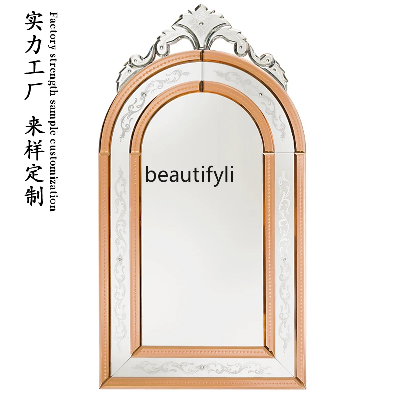 

Home bathroom mirror decorative makeup mirror desktop retro dresser wall hanging special-shaped