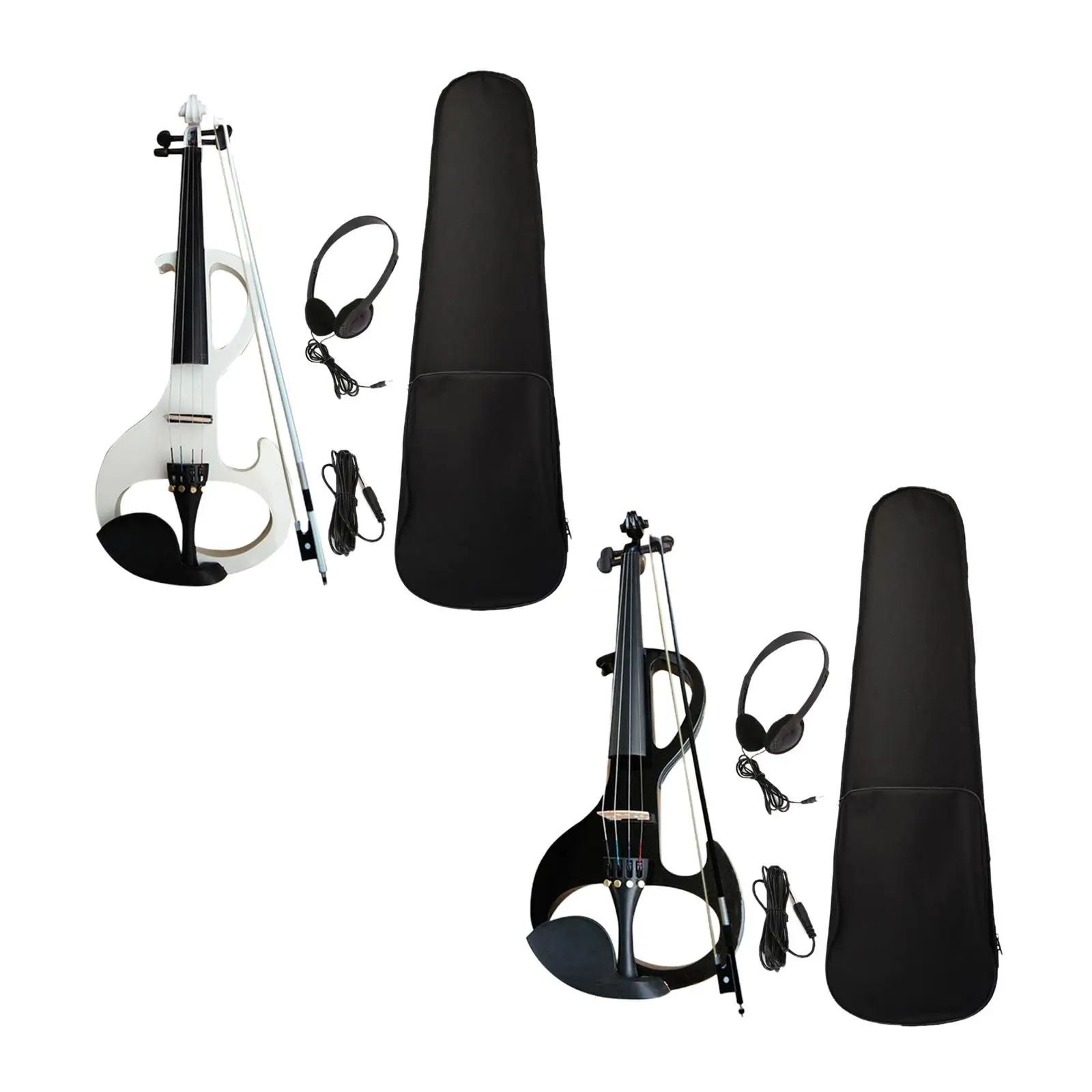 Electric Violin Set and Violin Bow Fiddle Stringed Instruments with Fittings with Carrying Case 4/4 Size for Adults Children