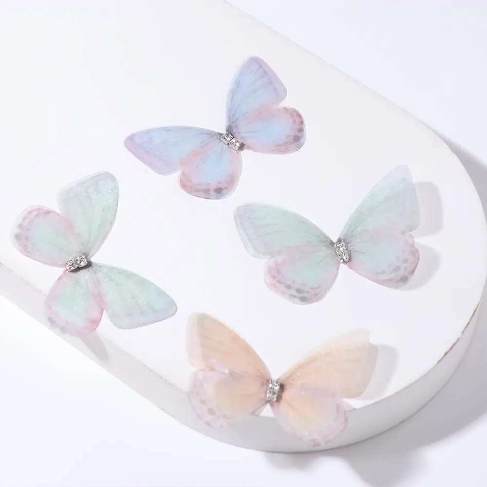 

20PCS Rhinestone Gauze Butterfly Applique Simulation Butterfly 3D Mesh Butterfly Patches Jewelry Accessories Dreamy