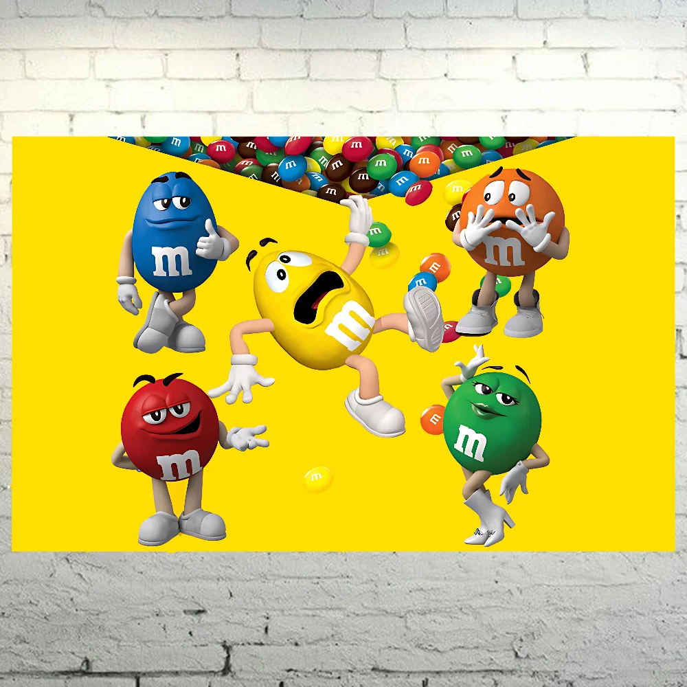 M&Ms علم الشوكولاتة البوليستر المطبوعة أعلام السيارات لغرفة المرآب ديكور التخييم في الهواء الطلق