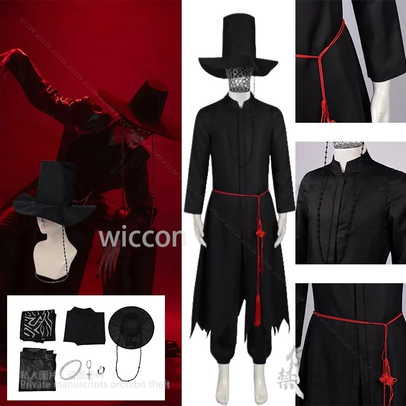 

Demon Hunters K-Pop Jinu Baby Saja Boys Devil Boy Band Cosplay Costume Outfit Full Set Suit Costume Red Belt Men Halloween Party