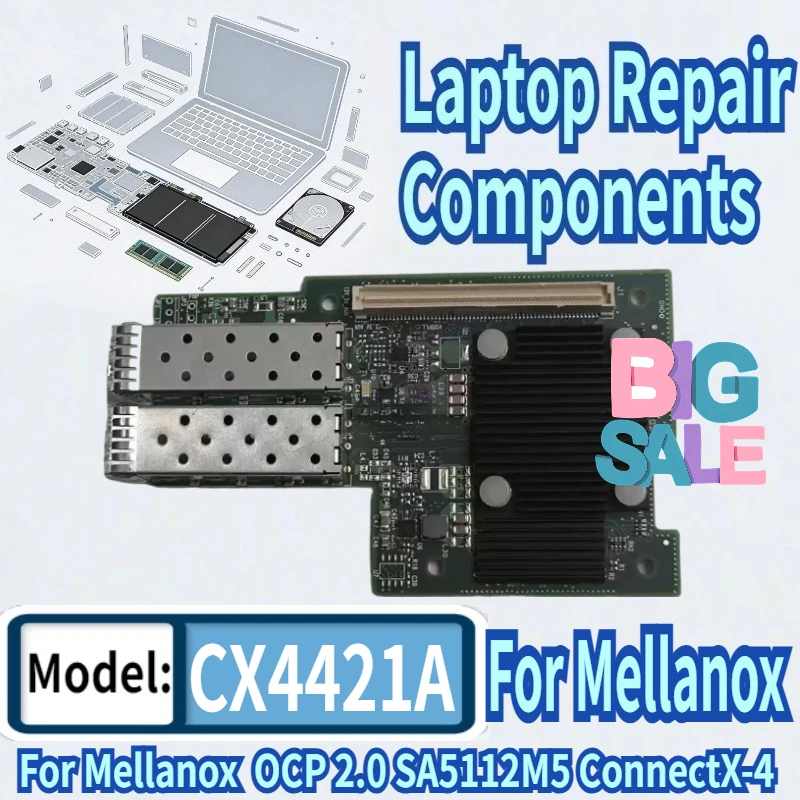 90% New CX4421A 25G Fiber Optic Network Card OCP Interface For Mellanox CX4421A OCP 2.0 SA5112M5 ConnectX-4