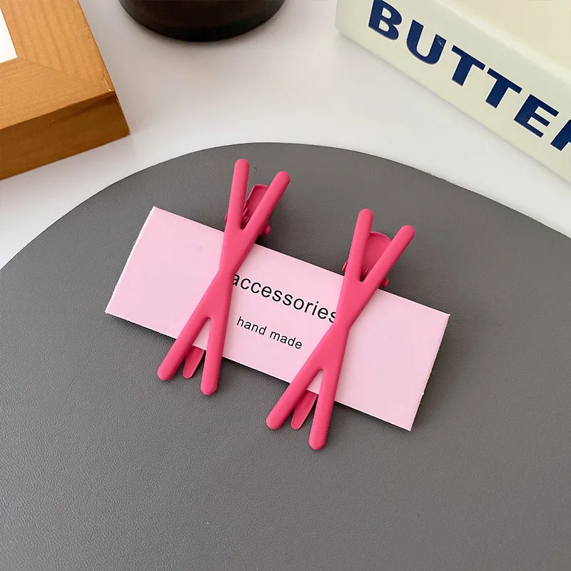 Candy-colored Crossed Side Hairpins for Girls, Dopamine Duckbill Clips, Bangs, and Small Hair Clips on The Back of The Head