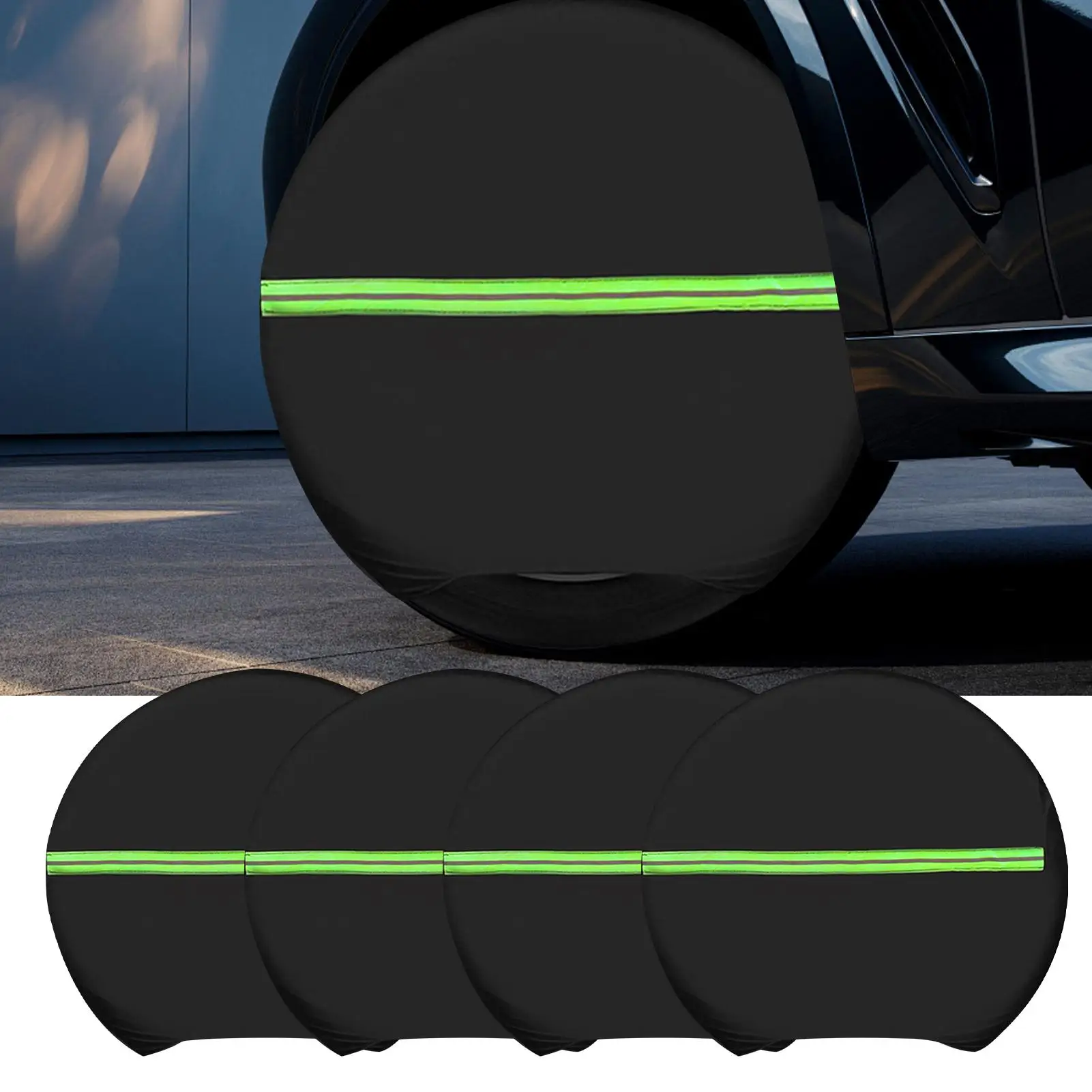 For Car Car Tire Cover 4 Pieces Trailer RV Reflective Wheel Cover Car Accessories Sun Rain Snow Dust Protection Bag For Vehicles