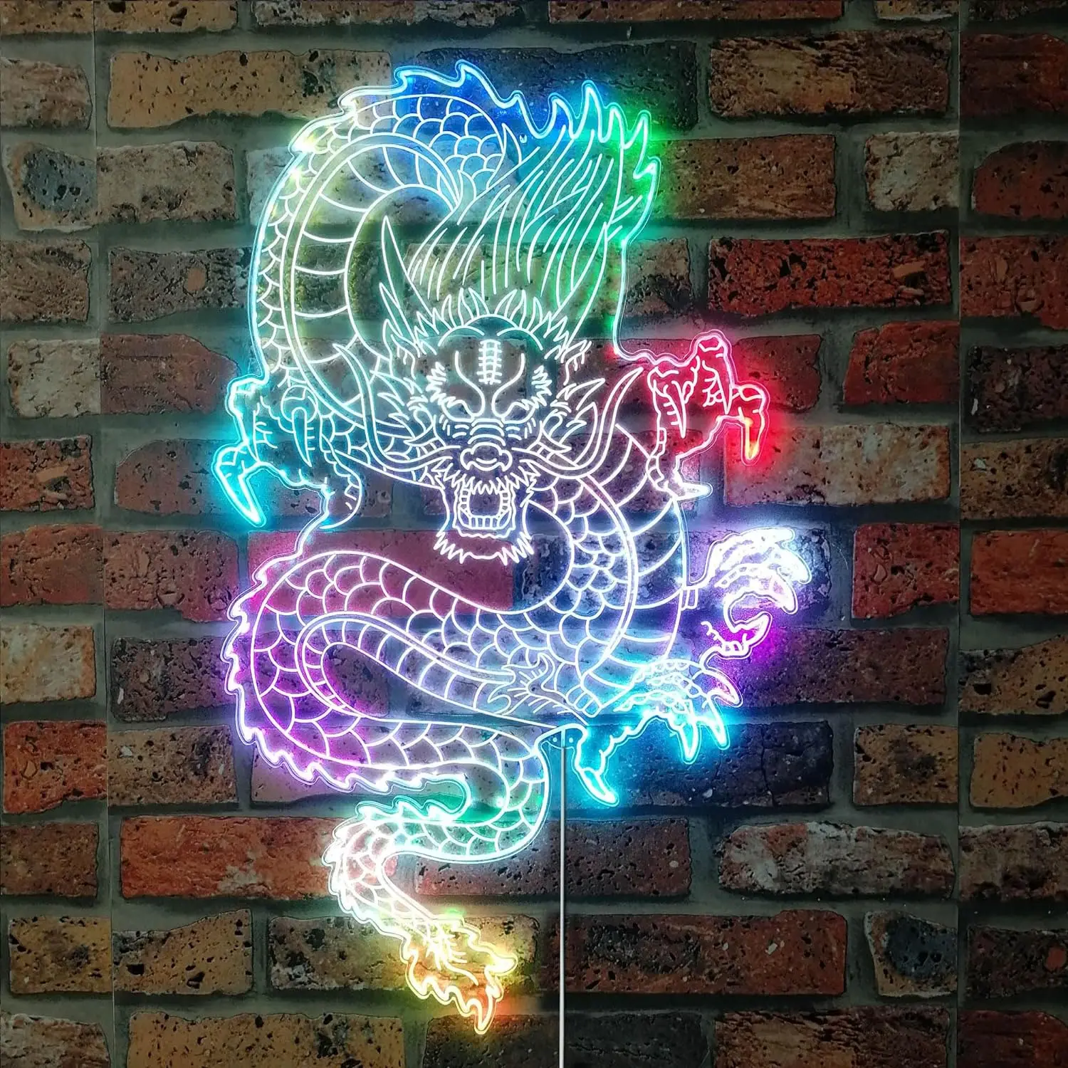 Dragon Flying in the Sky Tattoo Glam Led Neon Sign st06-fnd-i0014-c