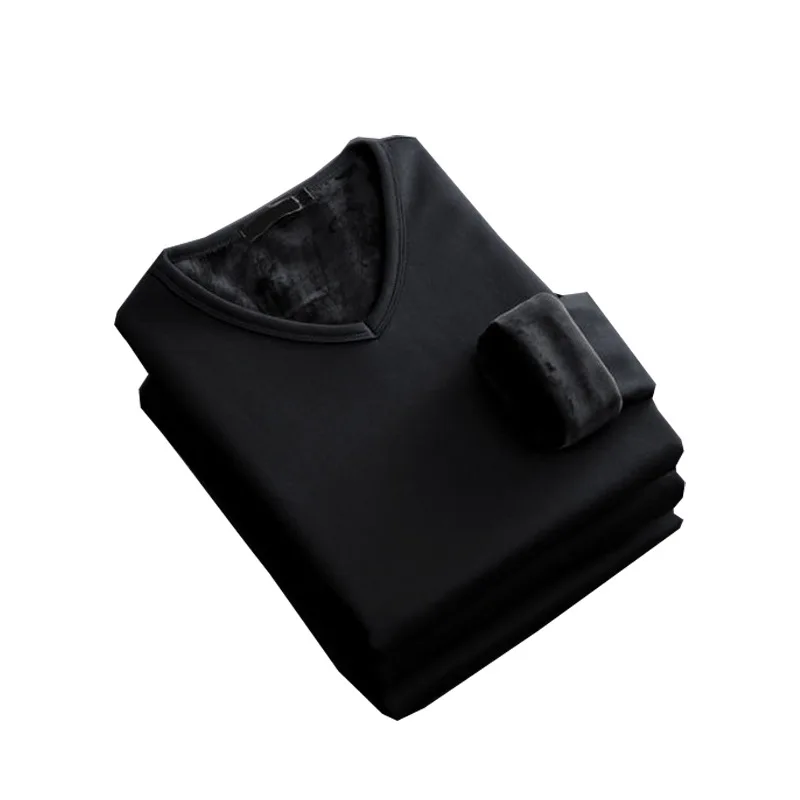 Autumn Winter Plus Velvet Thickening Mens Thermal Underwear Tops Warm Long Sleeve Soft Warm T-Shirt Thermal High Quality
