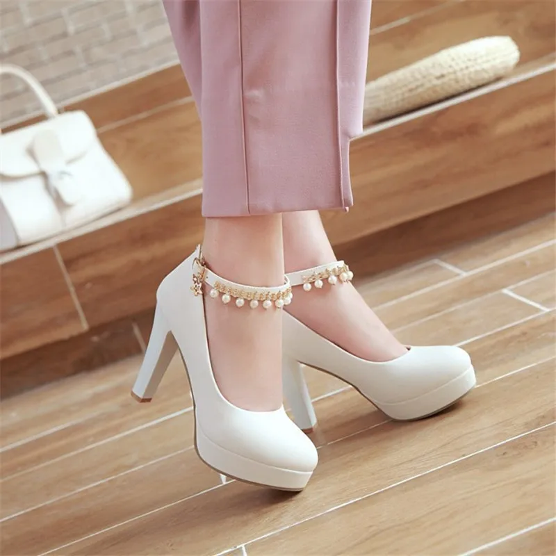 Children Girls High Heel Shoes Fashion Beaded Women's Platform Pumps Female 10cm High Heels For Party Wedding 32-43