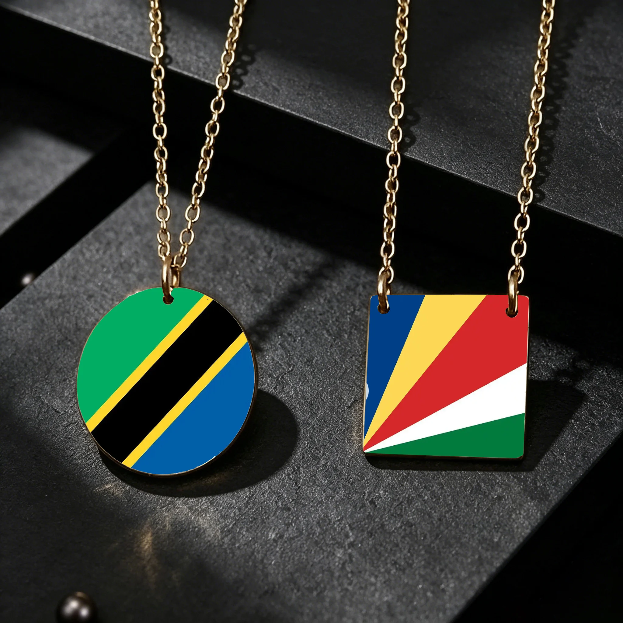 Atoztide Custom Map Necklace for Women UV Print Colorful Country Pendant Stainless Steel Jewelry Choker Chain Personalized Gift