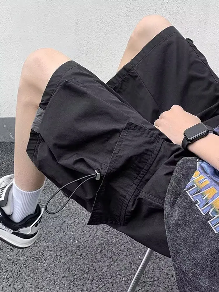 

Men's Casual Lightweight Summer Workwear Shorts Five-Quarter Length Beachwear Loose Fit Polyester Fiber No Brand Pocket Detail