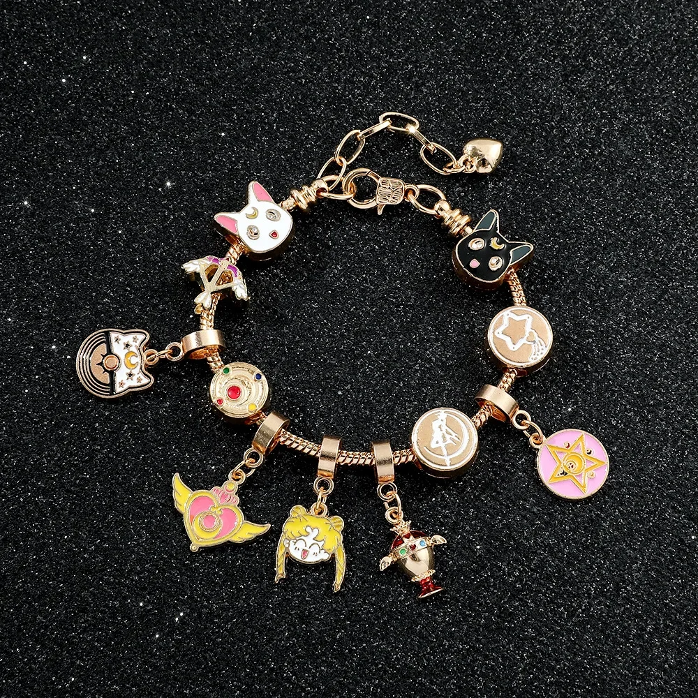 Sailors Moon Creative Figure Charm Bracelets for Women Teen Girls Classic Anime Cosplay Accessories Gifts for Fans