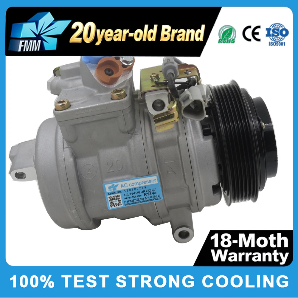 

12V 6PK Auto AC Compressor 10PA20C for Land Cruiser 470 1997-1999 | 88310-60850 88310-50120 Air Conditioner Compressor