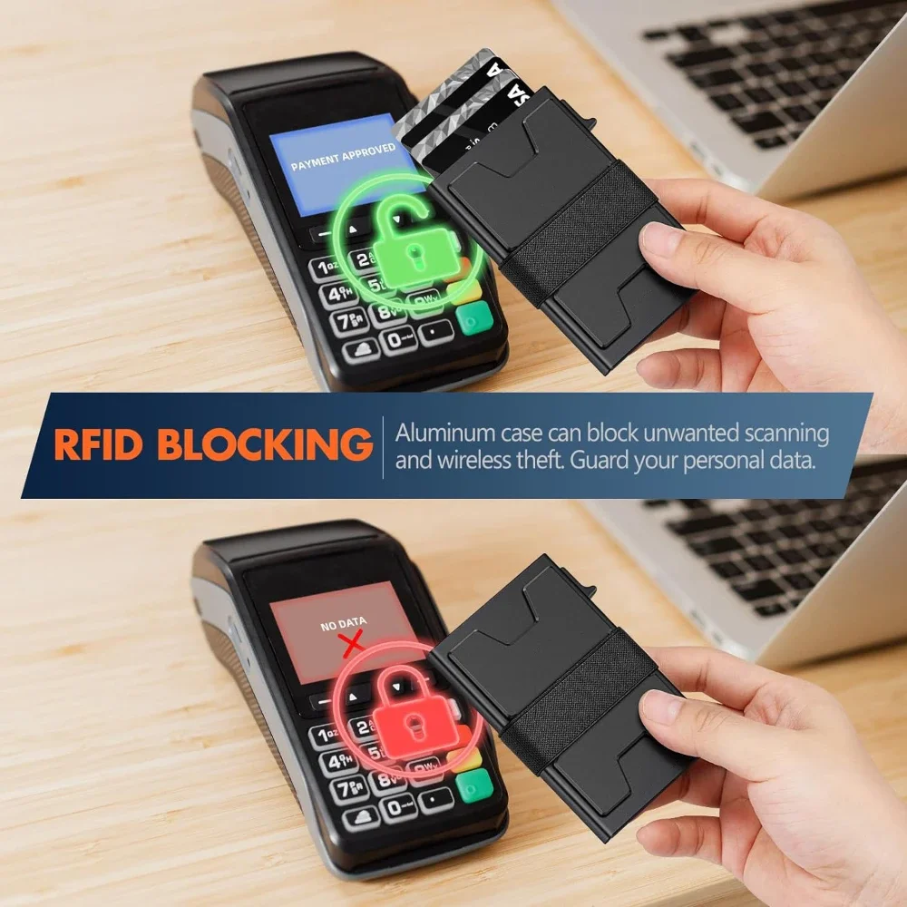 Automatic Pop Up Card Holder Rfid Blocker Mens Wallet Aluminum Minimalist Slim Bank Credit Cardholder Metal Case Wallets for Men
