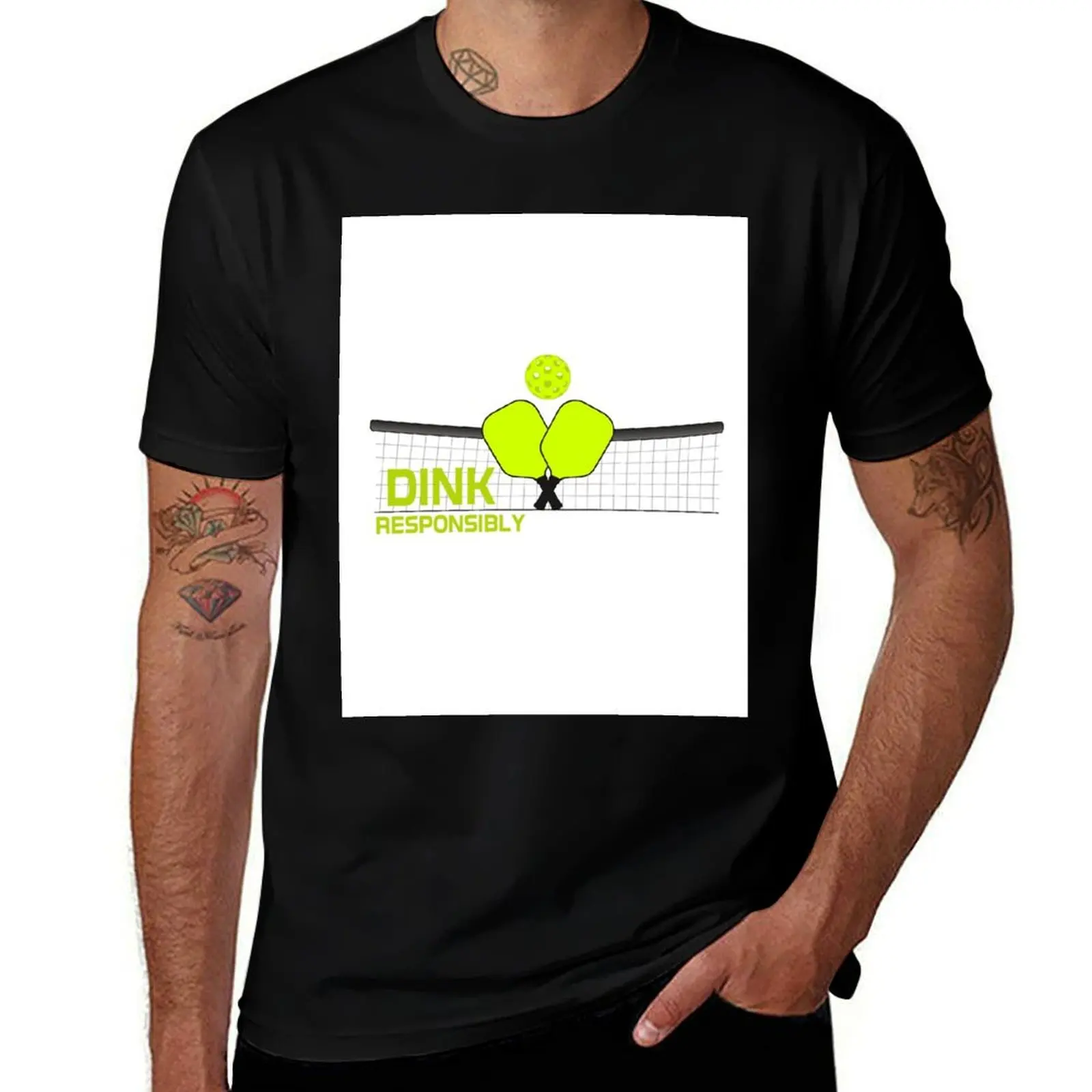 

Dink Responsibly Pickleball Crossed Paddles T-Shirt printed t shirts for man t shirt man luxury T-shirt