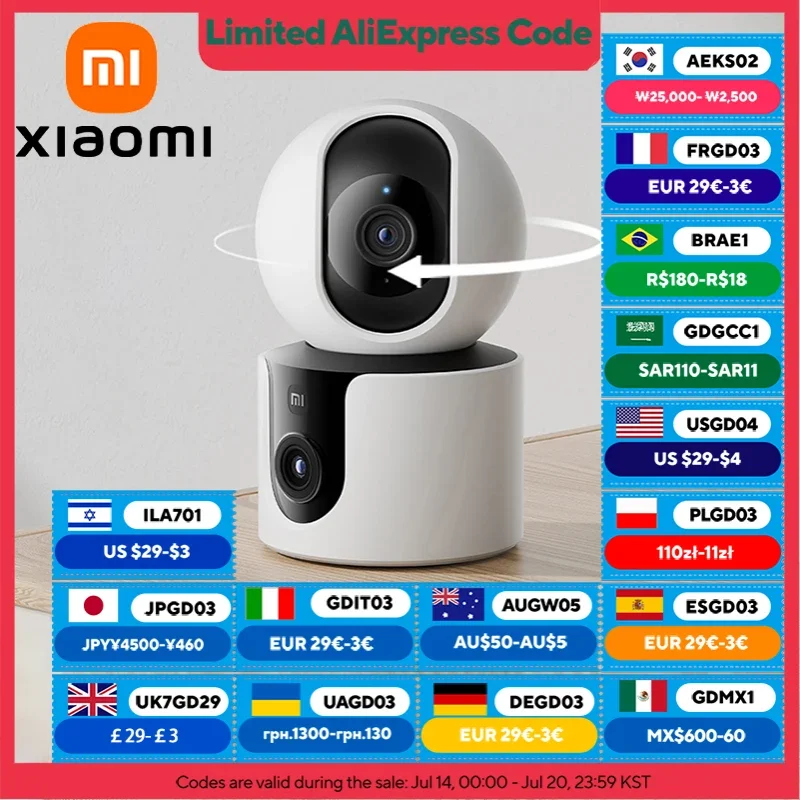 

XIAOMI Smart Camera C300 Dual,Full Colour Night Vision,AI Detection,Home Security Baby Monitor,Pet Camera,3MP,Dual-band Wi-Fi 6