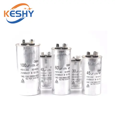 CBB65 AC Motor Capacitor Air Conditioner Compressor Start Capacitor 450VAC 5uF 20uF 25uF 30uF 35uF 40uF 45uF 50uF 60uF 70uF 5%