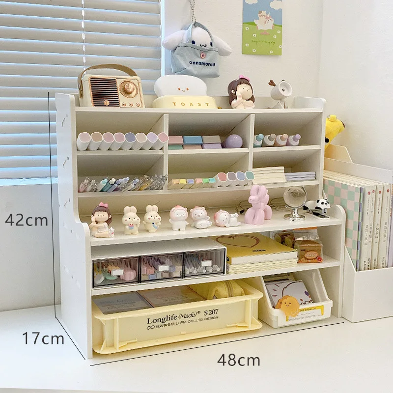 

Desktop Shelf Student Dormitory White Desk Storage Shelf Office Desk Cute Simple Stationery Arrangement Rack Multi-Layer Small