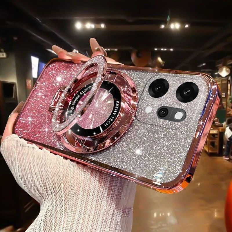 

Luxury Plating For OPPO Reno 14 Pro 5G 14F Magnetic Stand Holder Glitter Diamond Magsafe Case For OPPO Reno 14 Pro 14F 5G Cover