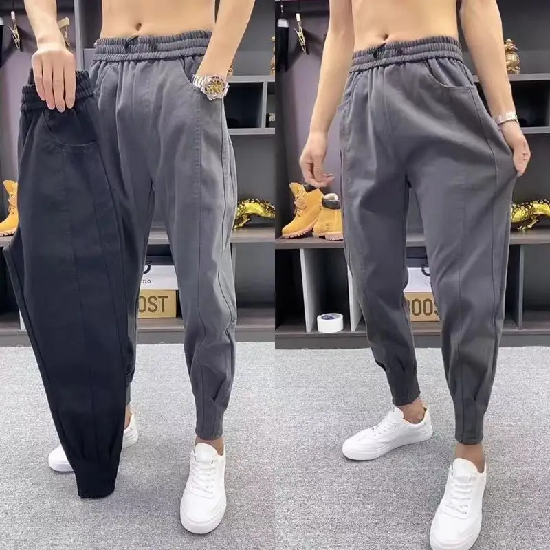 Autumn Winter 2026 Men's Fleece Thickened Fashion Small Feet Casual Pants Loose Leggings Student Sweatpants Harlan Pants