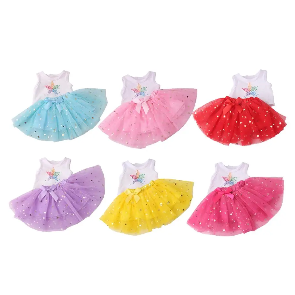 Girl Doll Summer Clothes Sleeveless Dress Up Outfit for 18 Inch Dolls Skirt Handmade Soft Breathable Party Costume