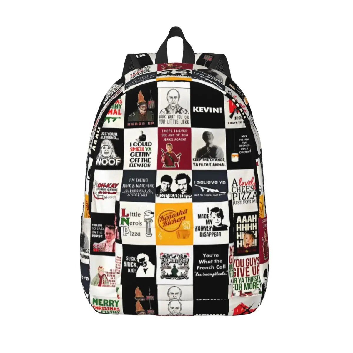 

Home Alone TV Series Collage Backpack for Men Women High School Work Daypack Kevin Macaulay Culkin Laptop Shoulder Bag Sports