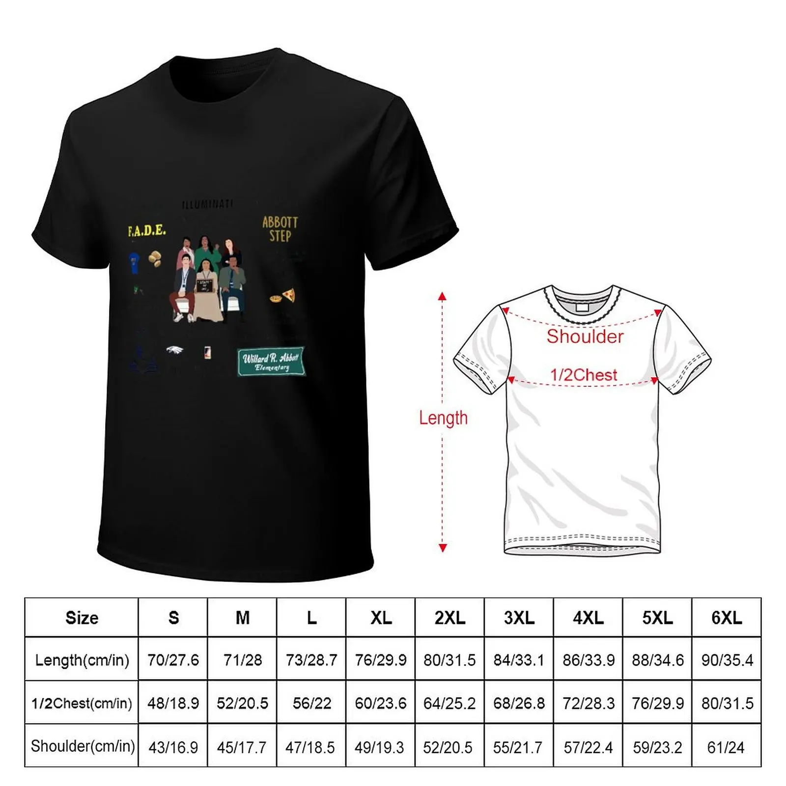 Abbott Elementary Pattern Set T-Shirt Large Size Basic Casual T-Shirt