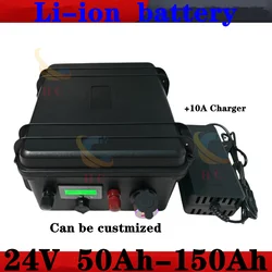 IP67 waterproof 24V 50Ah 60Ah 80Ah 100Ah 120Ah 150Ah lithium ion battery with BMS for boat thruster solar inverter+10A charger