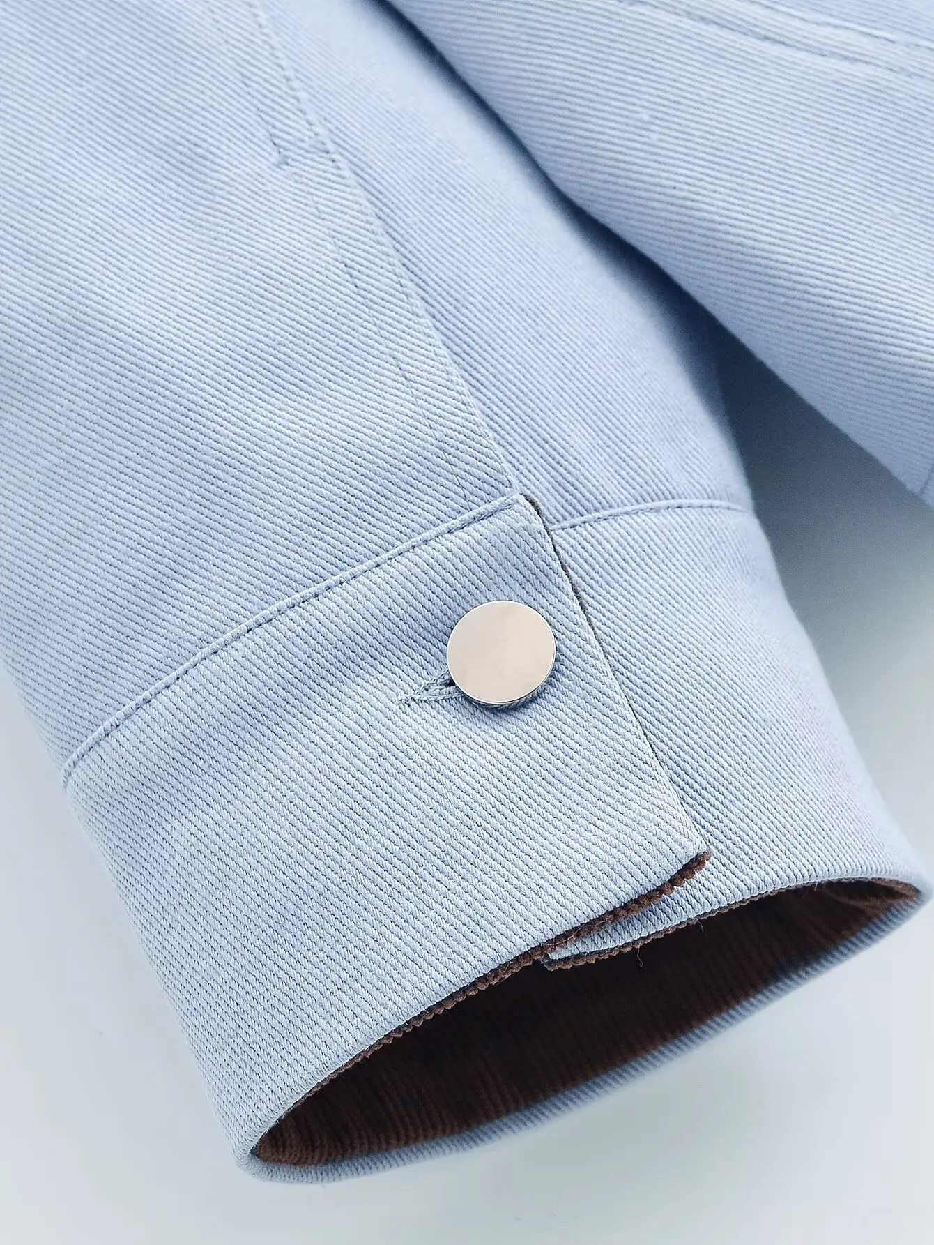 Women's Blue Loose Fit Spring Jacket with Pockets