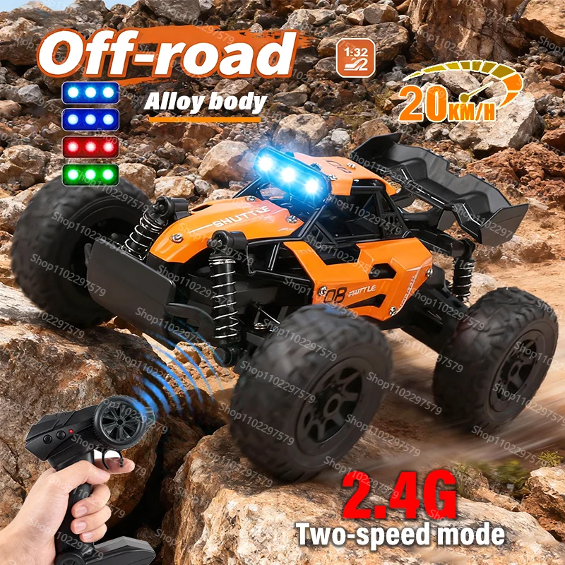1:32 جديد سبيكة 4WD RC سيارة على الطرق الوعرة التحكم عن بعد راديو السيارة عربات التي تجرها الدواب شاحنة سباق الانجراف مع أضواء Led RTR مركبة لعب الأطفال #1