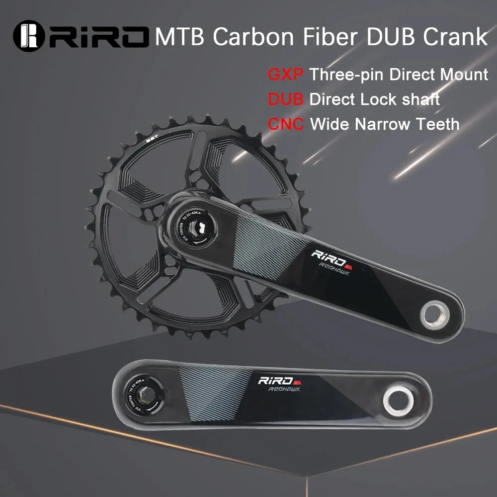 RIRO MTB Carbon Fiber DUB Crank 11/12 Speed Direct Mount Bicycle Carbon Crankset 170mm Bike Chainring 32/34/36/38T for XX1